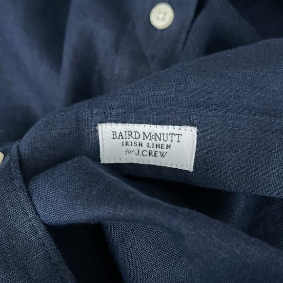 J. Crew Top Women 4 = S Navy Blue Biard McNutte Linen Slim Fit Button Up Shirt - Picture 9 of 11